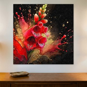 Foxglove – Red foxglove flowers in an abstract flow of colour