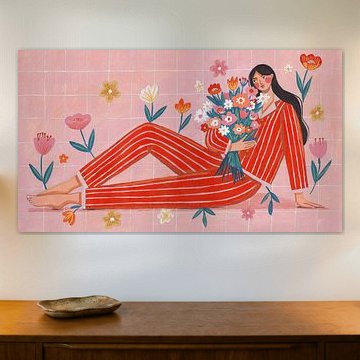 Modern Woman with Flowers
