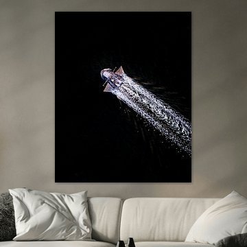 Garnalenkotter auf dem Wattenmeer aus der Luft von Ewold Kooistra