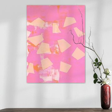 Moderne abstracte kunst. Vormen op neonroze van Dina Dankers