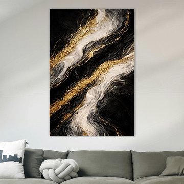 Golden Rift – Mitternachtsmarmor Abstrakt