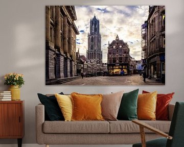 La cathédrale et le marché aux poissons vus du pont de l'hôtel de ville d'Utrecht sur André Blom Fotografie Utrecht