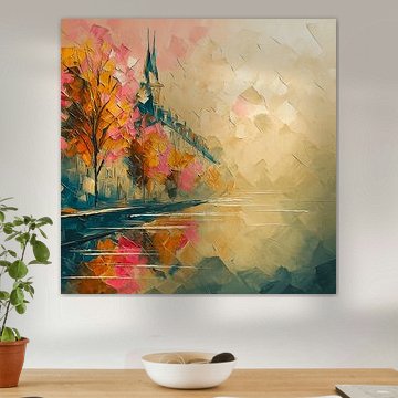 Où la tour embrasse la brume – promenade automnale le long de la rivière