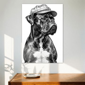 Le boxeur ouvrier - Sculpture en pierre noire vieillie sur Sergej Gello