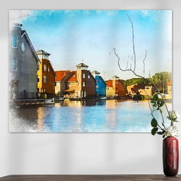 View of colourful houses in Groningen. by Danny de Klerk