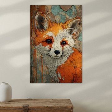 Fox Portrait with Urban Texture by Eva Lee