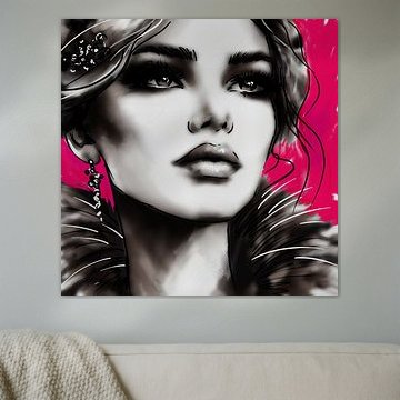 Fashionista Line drawing in pink by MadameRuiz