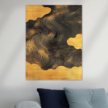 Abstract Golden Lines Waves by Modern Collection