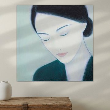 Woman Portrait | Downward Quiet Gaze by ARTEO Paintings