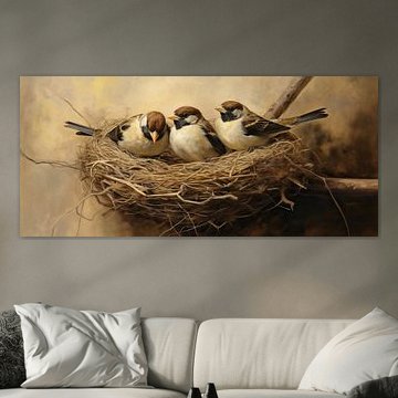 Realistische Spatzen | Spatzen von Blickfänger Gemälde