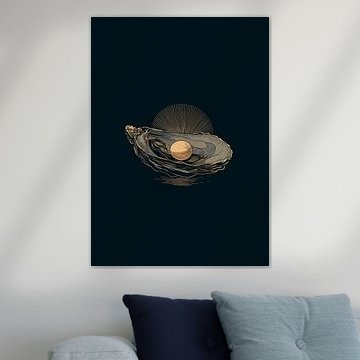 Schelp met parel en stralen