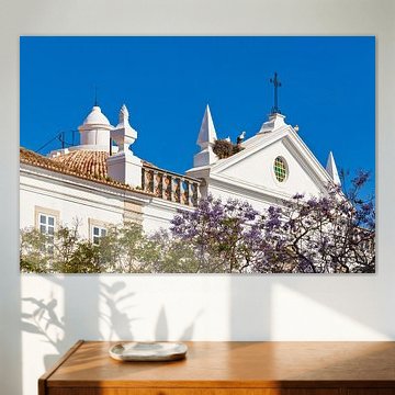 Storks at the Misericordia Church in Faro, Algarve – Portugal by Werner Dieterich