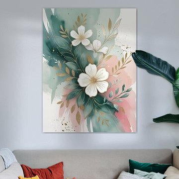 Minimalistische botanische Strichzeichnungen von Blumen in sanften Pastelltönen