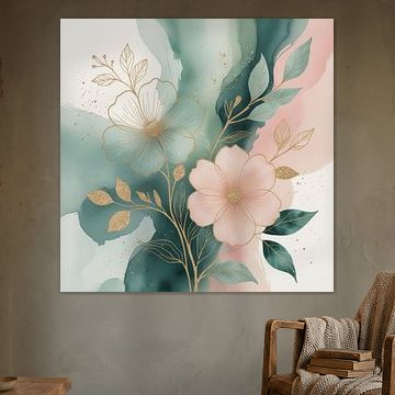 Minimalist Botanical Line Art Flowers in Soft Pastel Tones by hisam colours