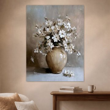 Stillleben mit weißen Blumen in einer Vase