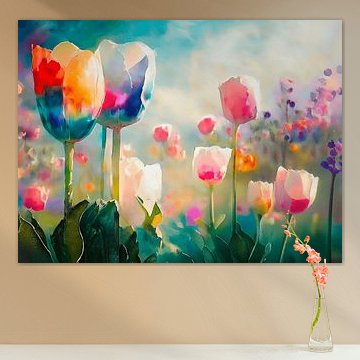 FRÜHLING: Tulpen im verträumten Frühlingslicht im sanften Aquarell-Look