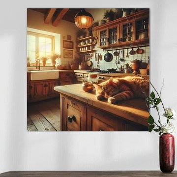 De kat slaapt in de keuken van Tatjana Korneeva