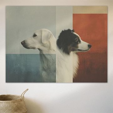 Border Collie and Labrador | a modern portrait of two dogs by Lauren Wilde