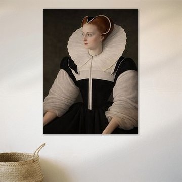 Portrait of a young woman in a black dress