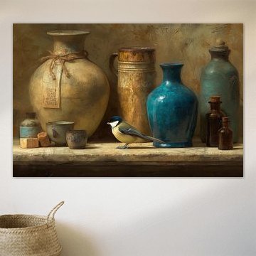 Bird and Vases van Blikvanger Schilderijen