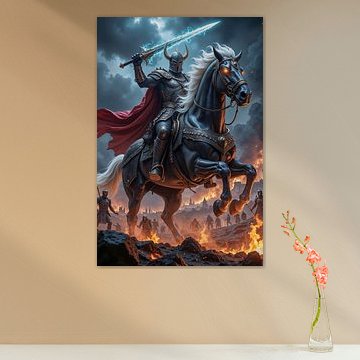 NOCTYRON – Der Ritter reitet sein dämonisches Pferd in einer Schlacht