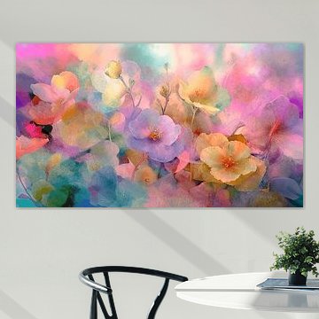 Fleurs abstraites et rêveuses dans des tons pastel doux