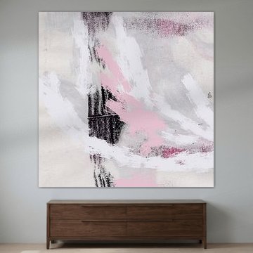 Minimalist abstract pink and white brush strokes. by Dina Dankers