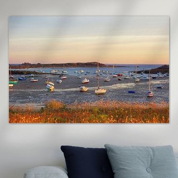 View of the bay with boats sitting on dry land by Theodor Decker