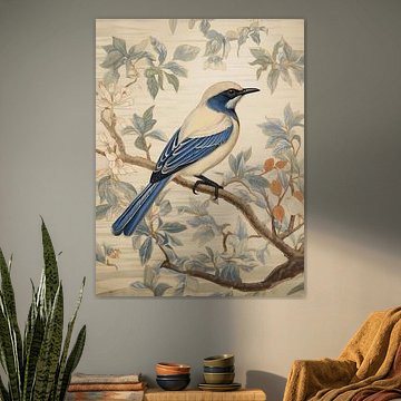 Blauer Singvogel auf einem Ast