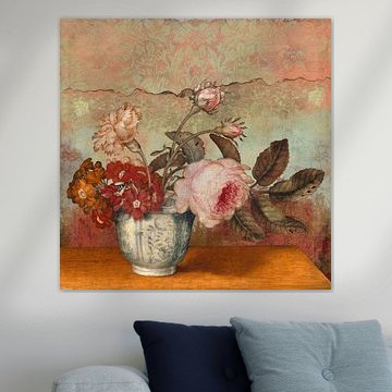 Flowers in a Delft Jar by Marja van den Hurk