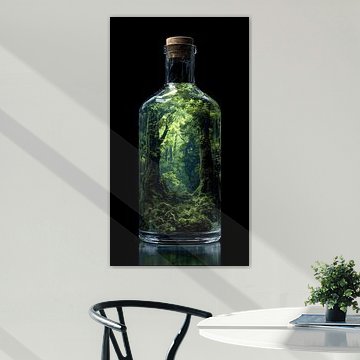Green forest in a glass bottle