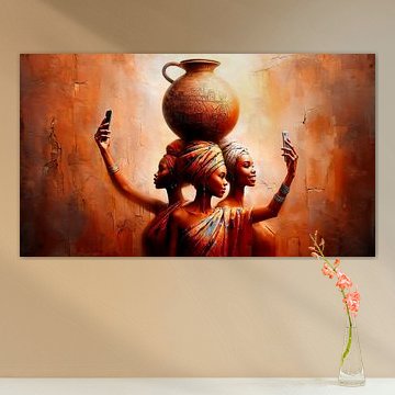 African women in traditional dress are taking a selfie by ¡ guay !