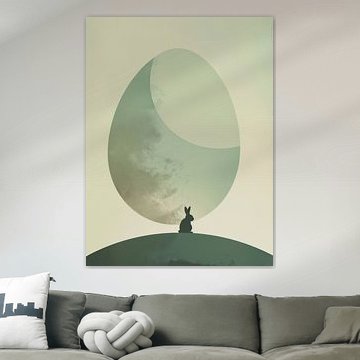 Minimal Landscape Easter Egg with Bunny by Mosaic Dialogue