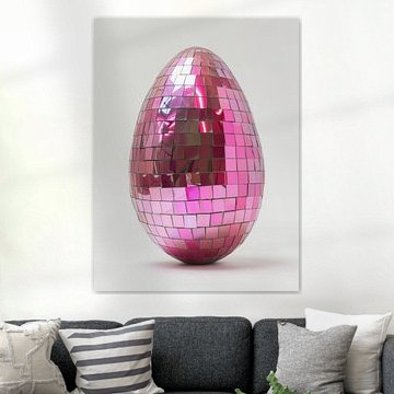 Roze discospiegel in paas-thema, moderne stijl van Mosaic Dialogue