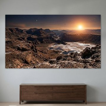 Buitenaards canyonlandschap bij zonsopgang van Markus Gann