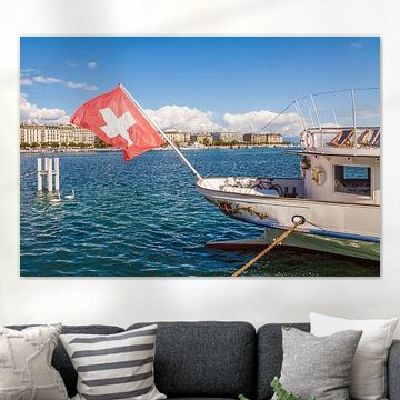 Raddampfer Savoie in Genf am Genfersee in der Schweiz von Werner Dieterich