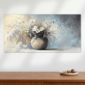 Blumenvase | Quiet Vase of White Blooms von Blickfänger Gemälde