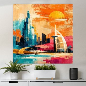 Een zonnig vuur boven Dubai