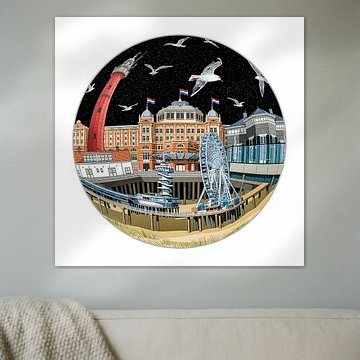 Grafische Darstellung von Scheveningen von Michel Groen