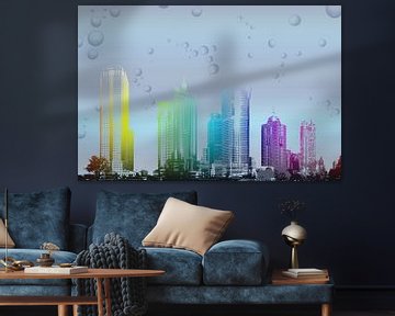 Skyline in regenboogkleuren, digitale bewerking