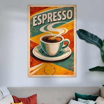 Vintage espressoposter in retrostijl