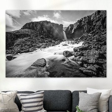 Flowing Silence - Iceland’s Hidden Waterways B&W by Patrick Kilb