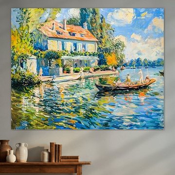 Huis aan het meer met boot