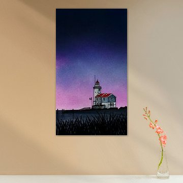 The Horse of Marken at dusk | Watercolour painting | 16:9 aspect ratio by WatercolorWall