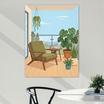 Balcon apaisant avec des plantes et une chaise