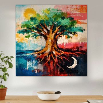 Baum zwischen Sonne und Mond von ButterflyPix