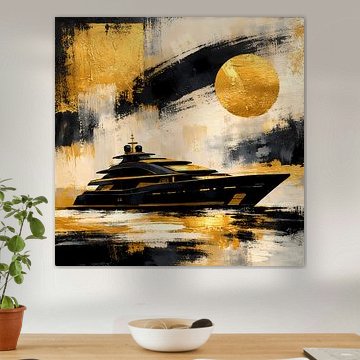 Gouden jacht in het avondlicht