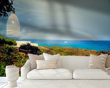 regenboog aan het strand  op zee  van Tonny Visser-Vink