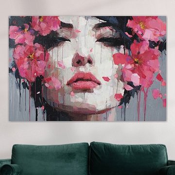 Blossom Expression – Abstract portrait with pink accents by SPEQ ART