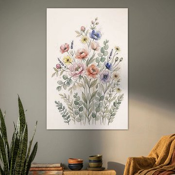 Botanischer Kunstdruck „Böhmischer Wildblumenstrauß“ in Aquarelltechnik von VICTOR S